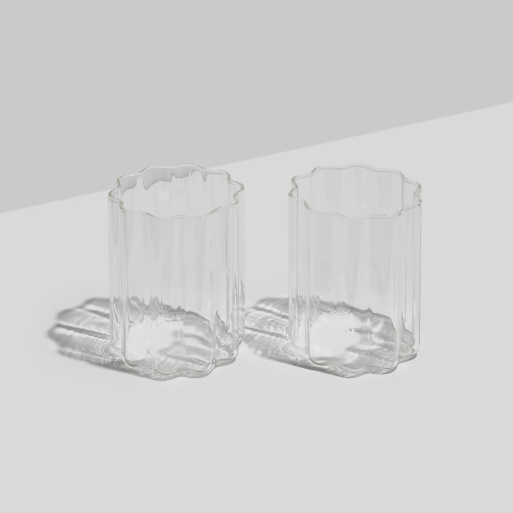 Wave Glass- Clear Set of 2