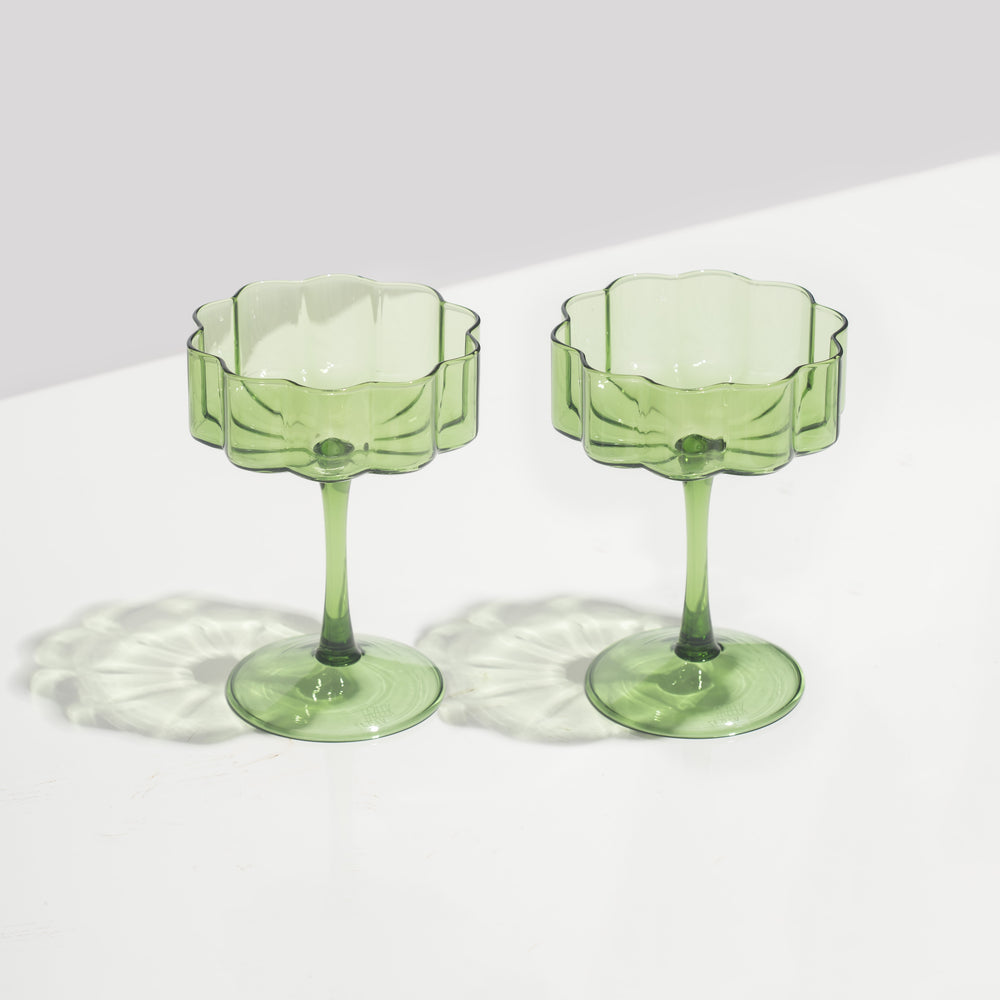 Wave Coupe- Green Set of 2