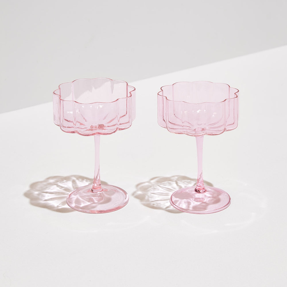 Wave Coupe- Pink Set of 2