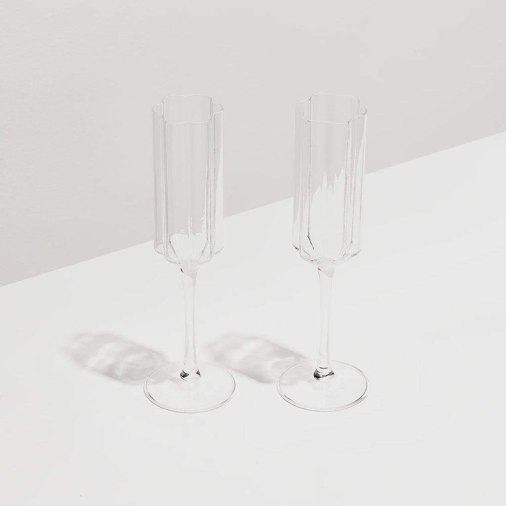 Wave Flute Clear- Set of 2