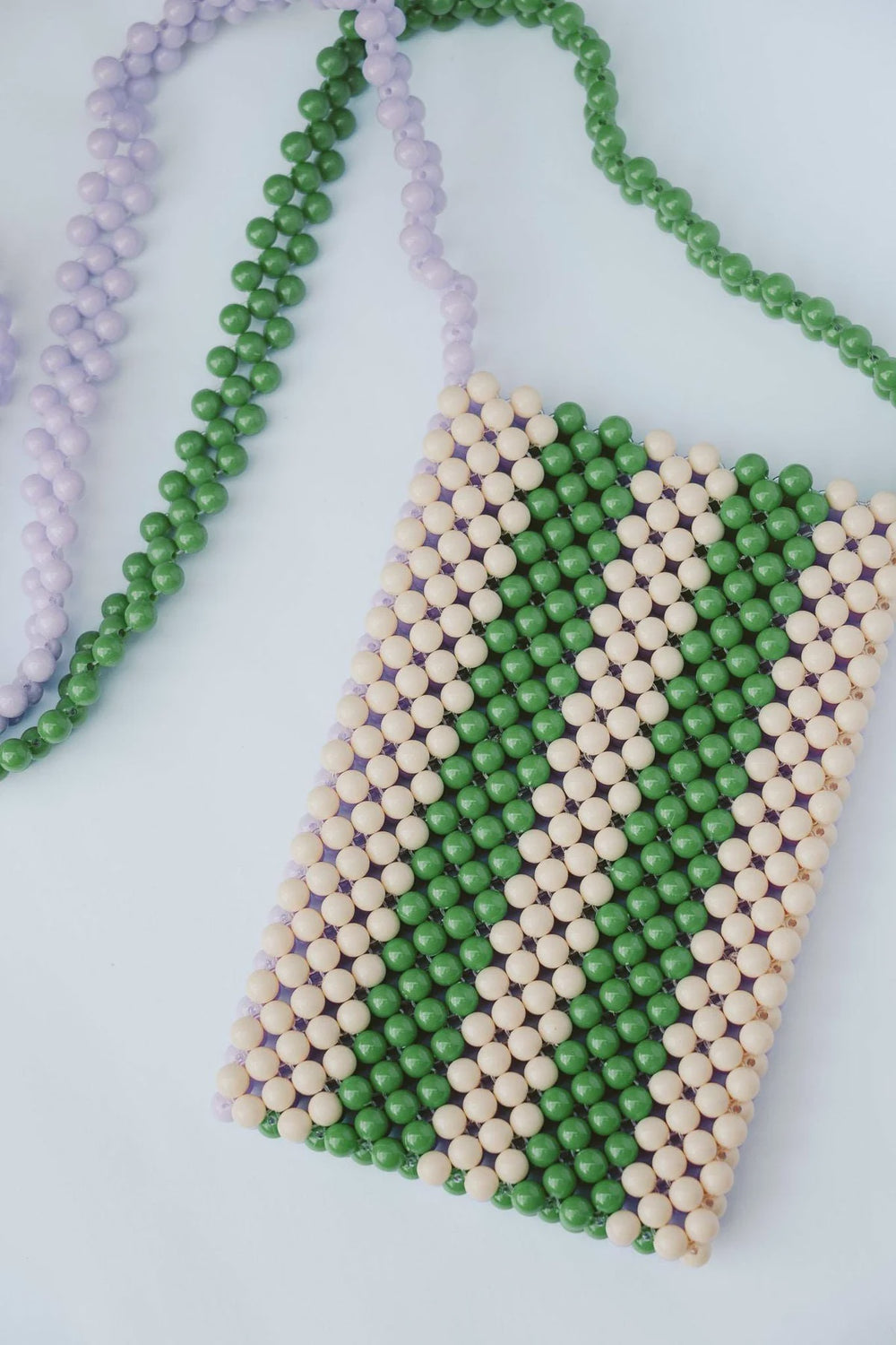 Beaded Phone Bag- Purple/Green/Cream