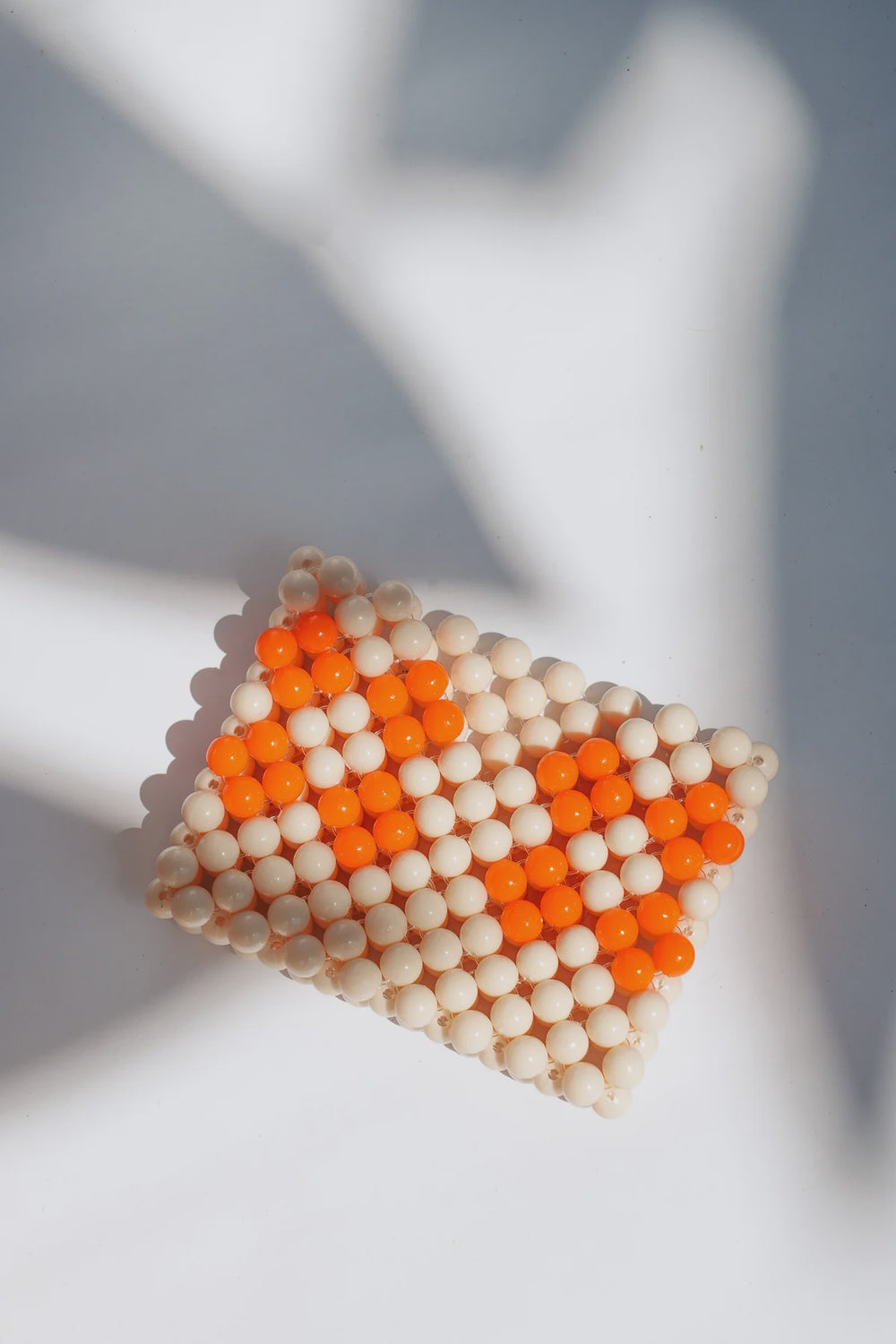 Beaded Card Holder- Cream/Orange