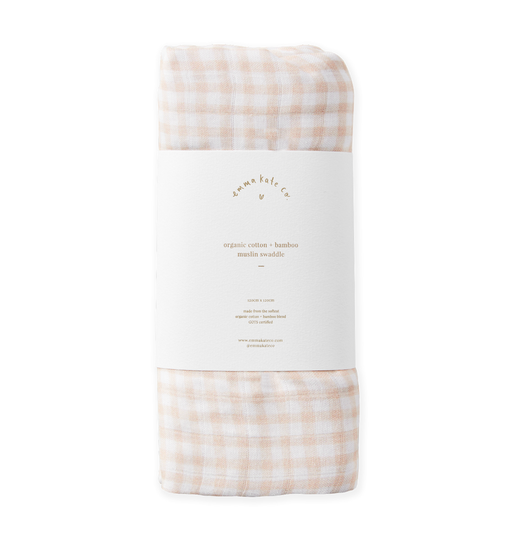 Baby Swaddle- Peony Gingham