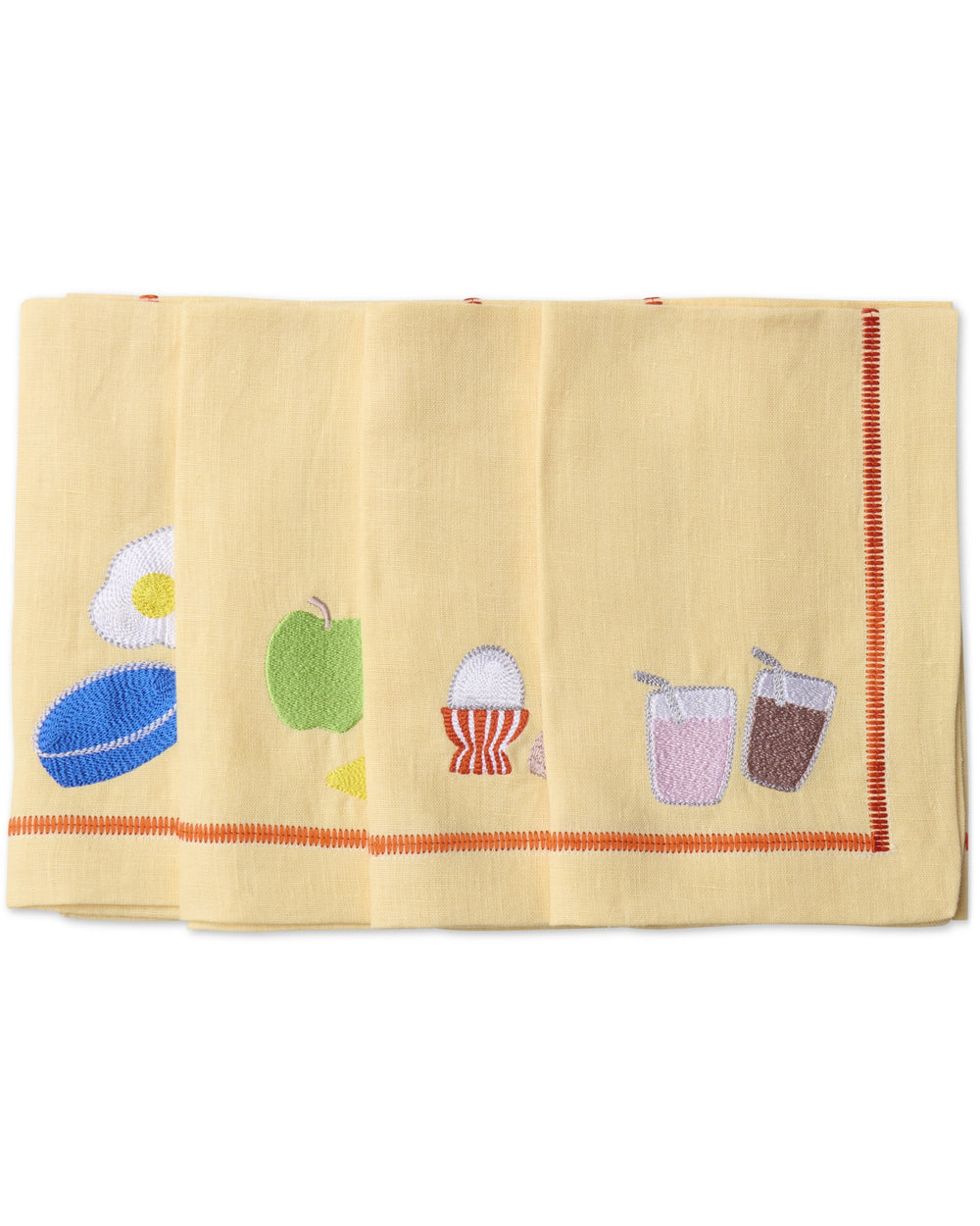 Breakfast Is Served Embroidered Linen 4P Napkin Set One Size