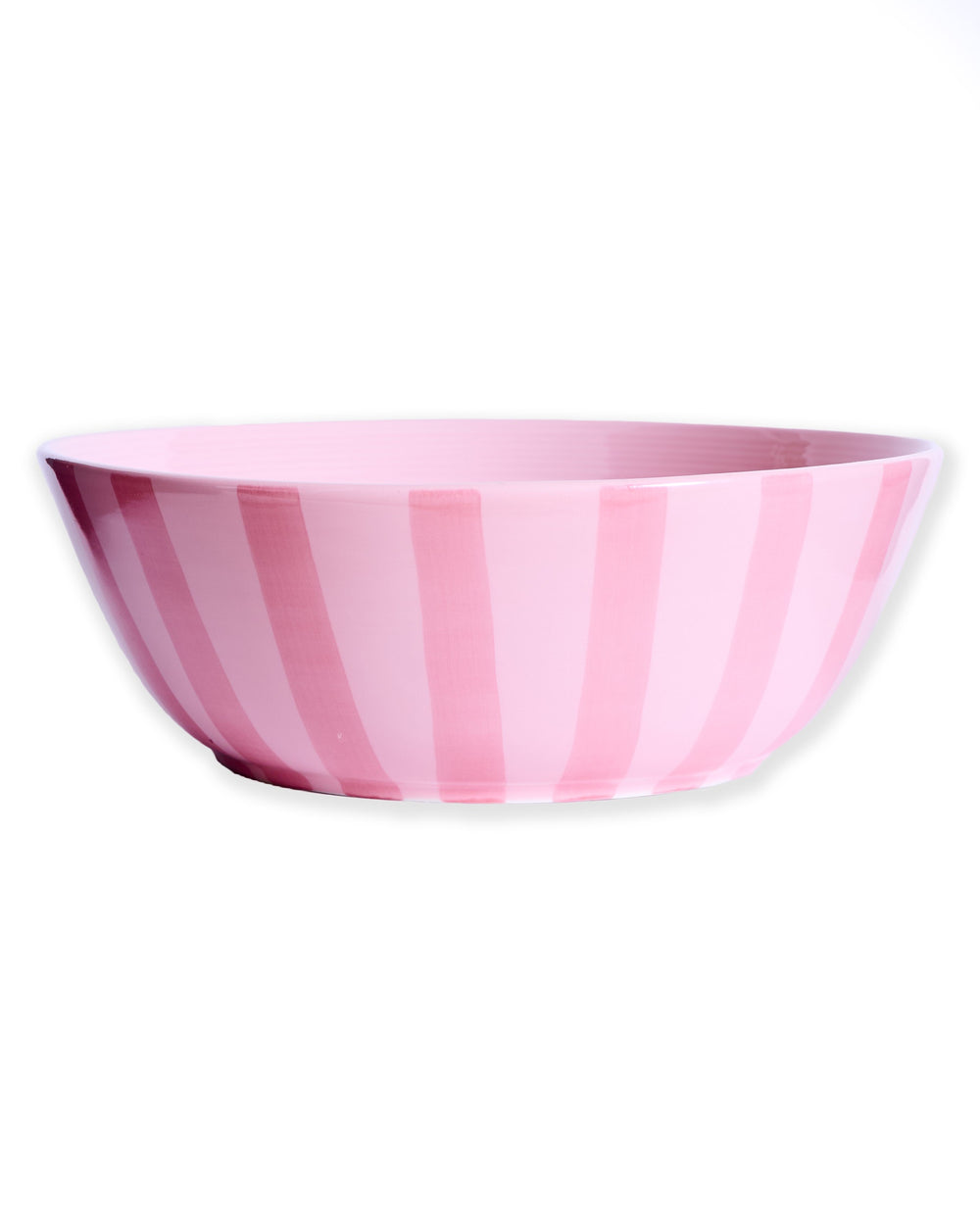 Pink Stripe Salad Bowl One Size