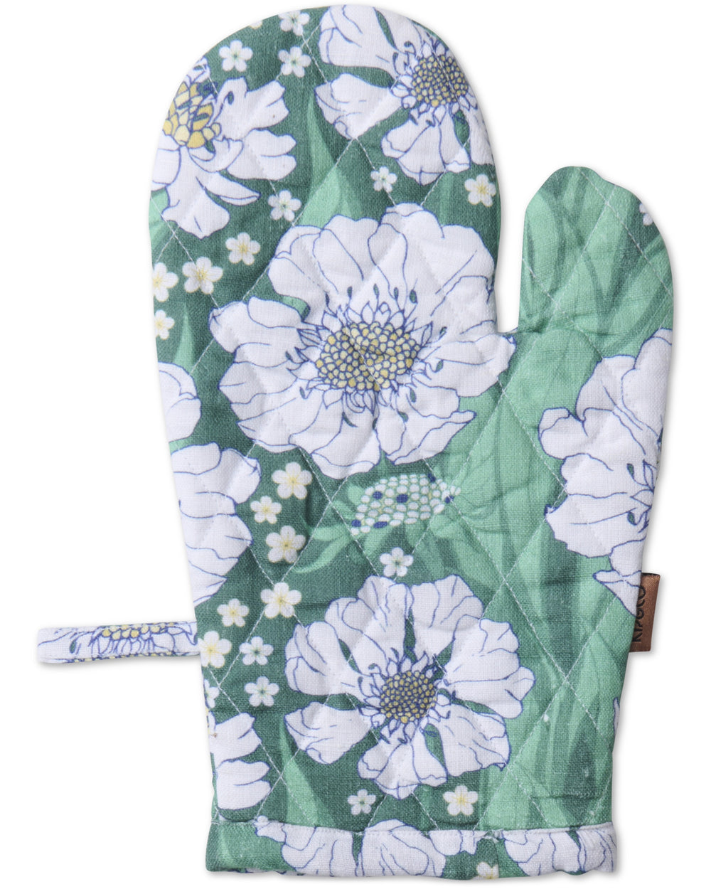 Tumbling Flowers Green Oven Mitt One Size