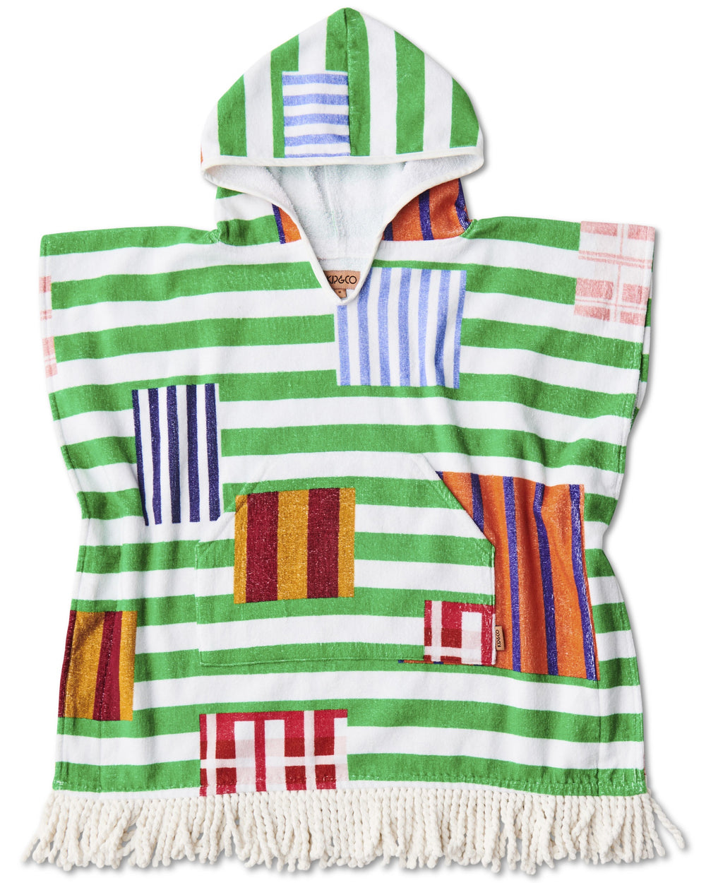 Stripe On Stripe Printed Kids Terry Poncho