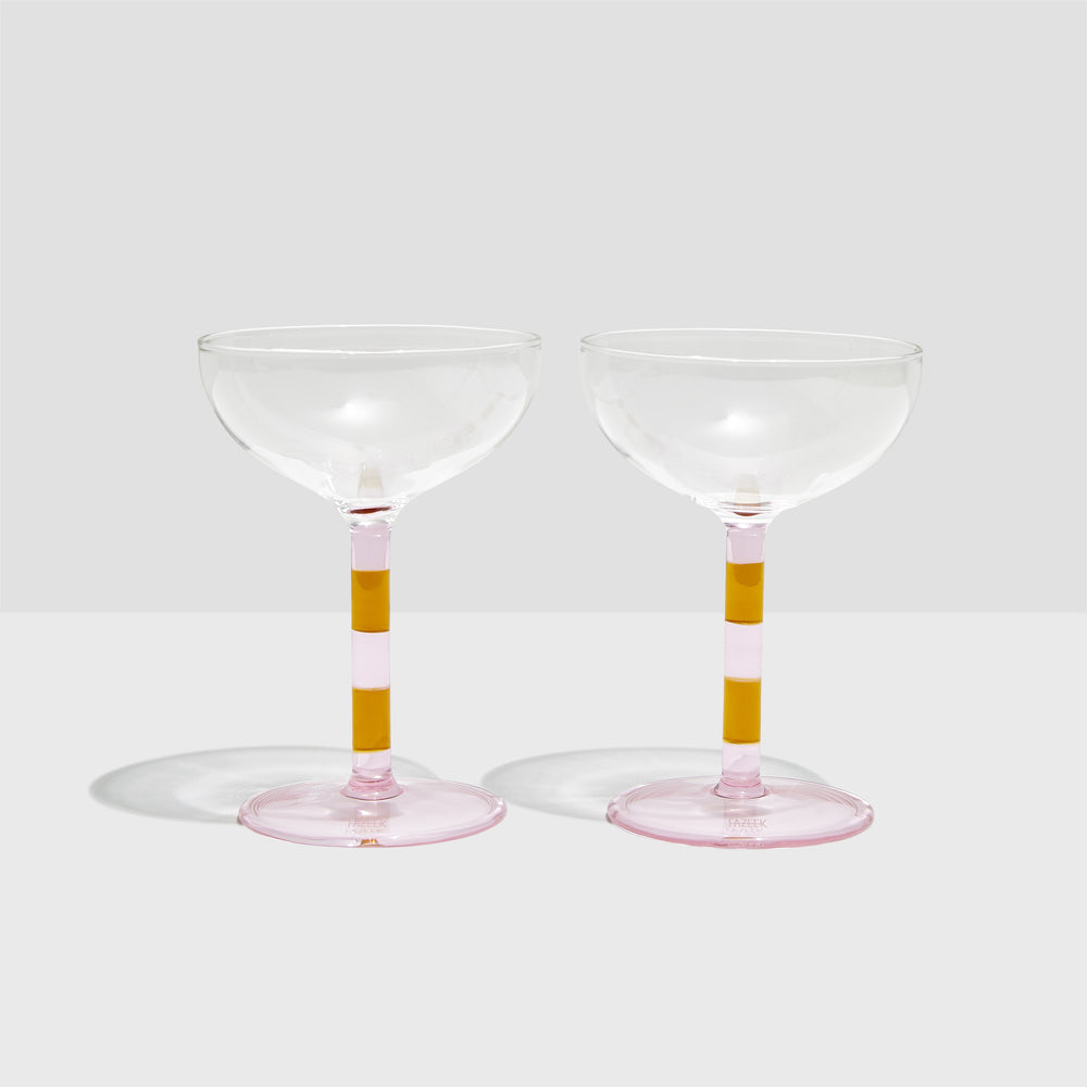 Stripe Coupes- Set of 2 Pink + Amber