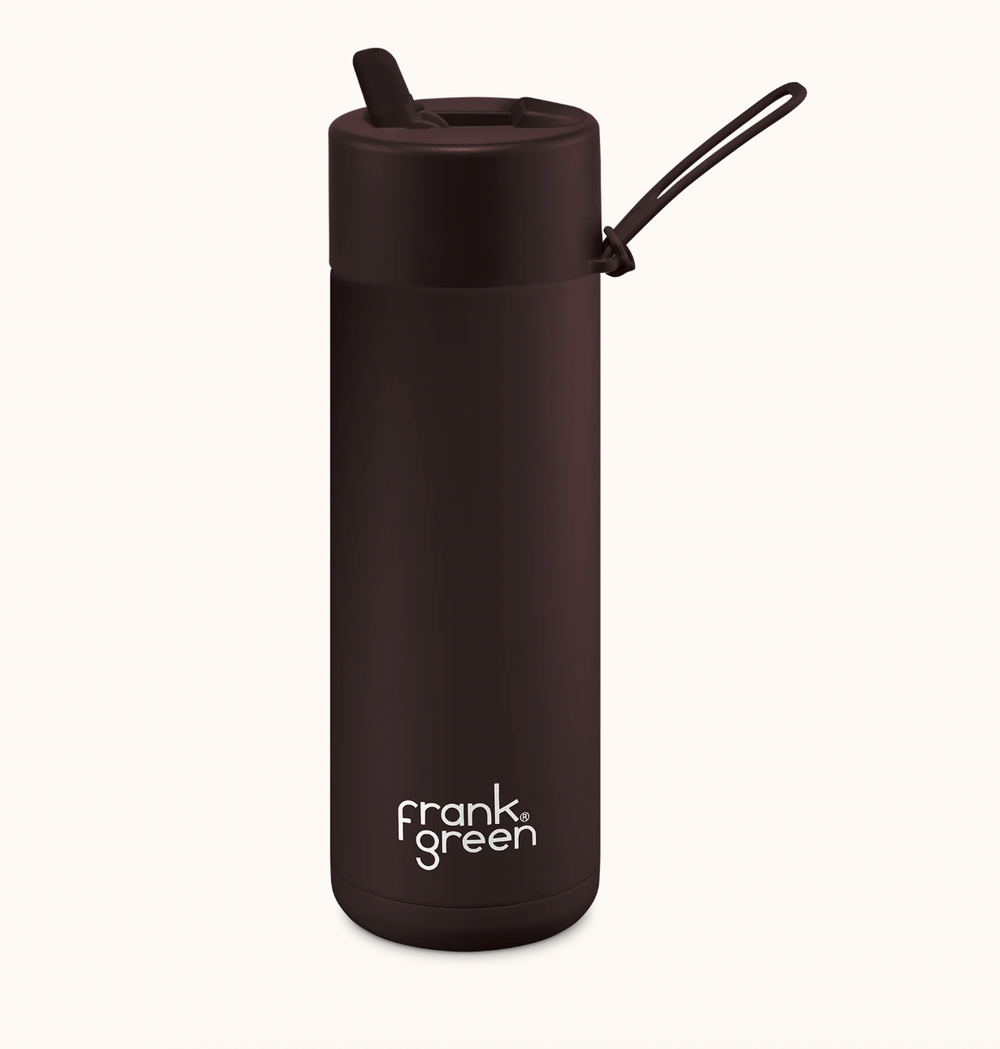 20oz SS Ceramic Reusable Bottle Chocolate with Straw Lid