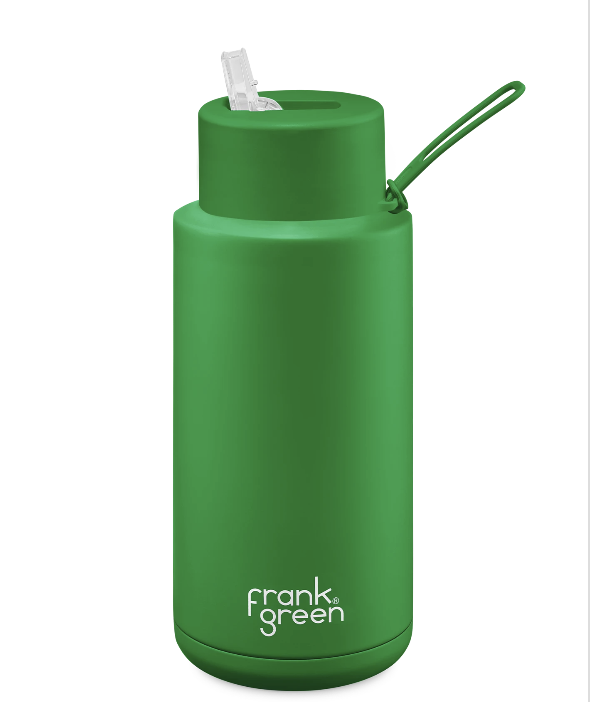 34oz SS Ceramic Reusable Bottle Evergreen with Straw Lid