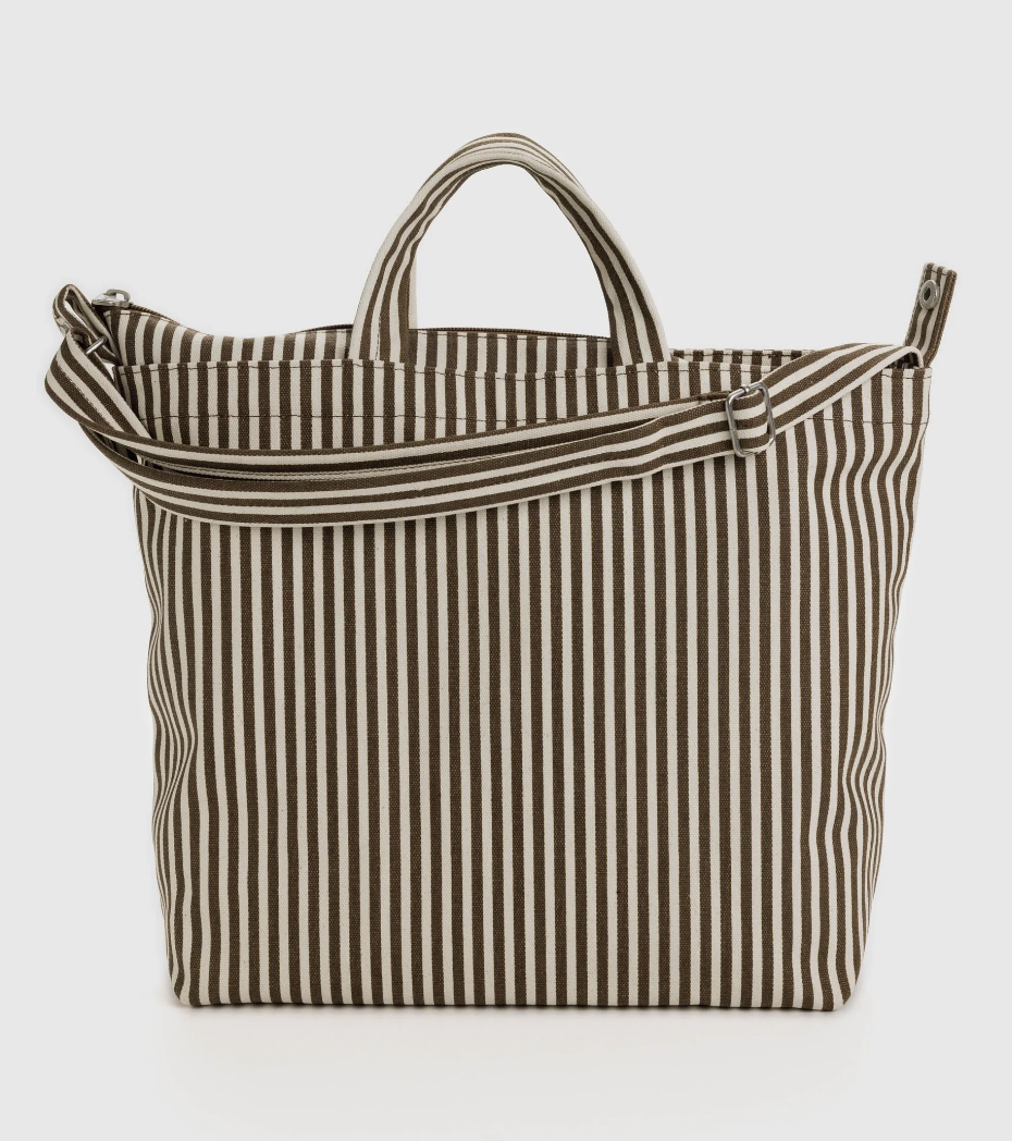 Horizontal Zip Duck Bag - Brown Stripe