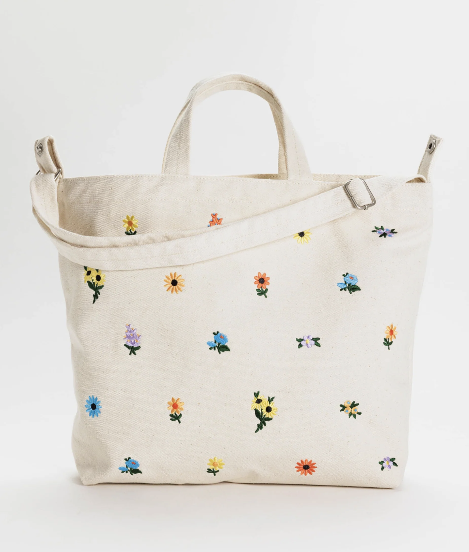 Horizontal Zip Duck Bag - Embroidered Ditsy Floral