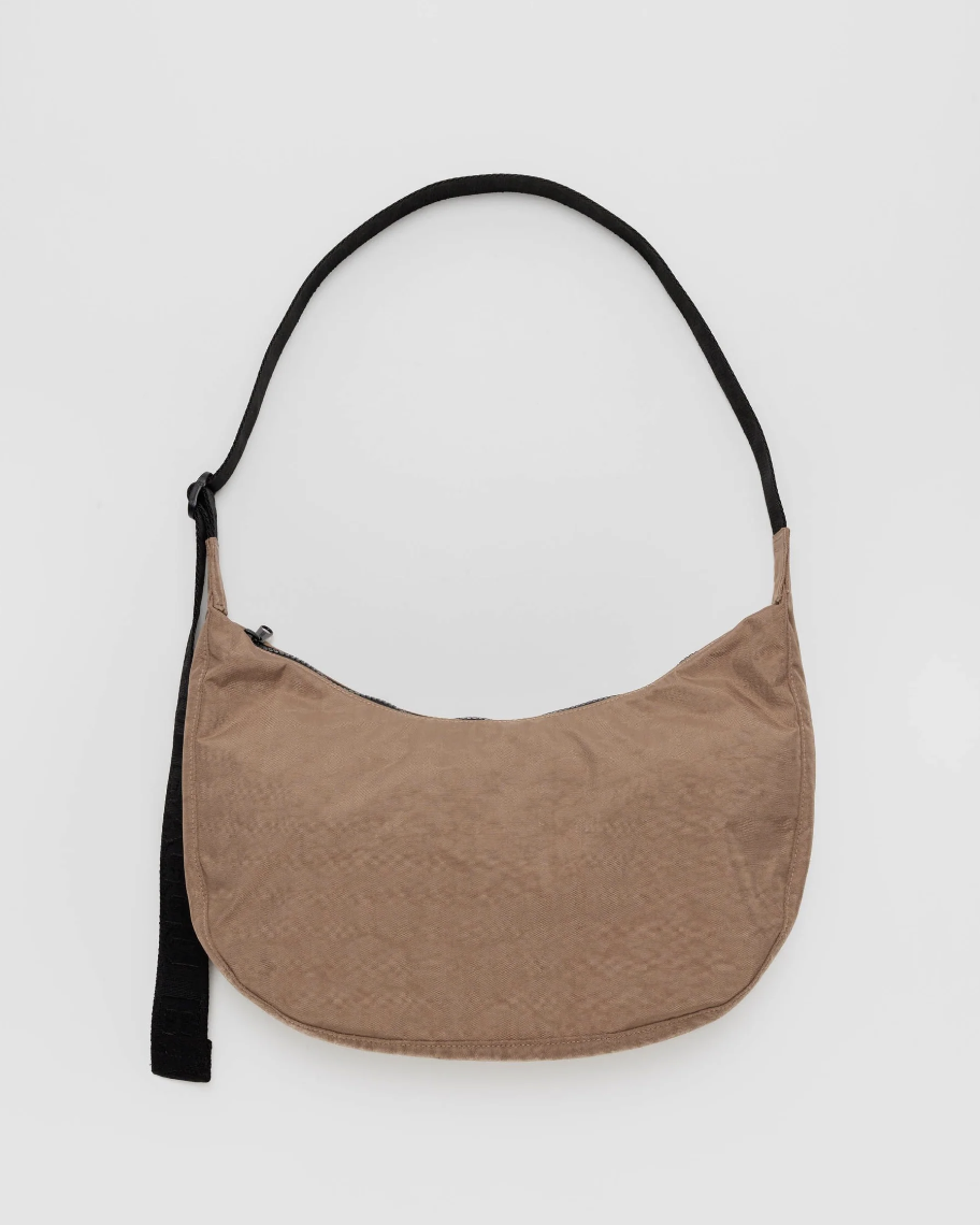 Medium Nylon Crescent Bag - Cocoa