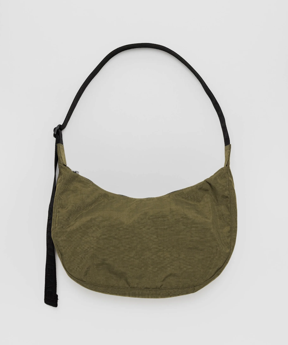 Medium Nylon Crescent Bag - Seaweed