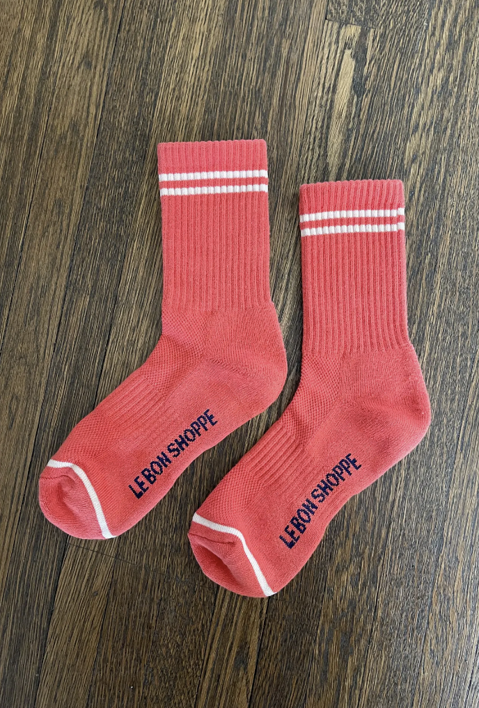 Boyfriend Socks- Coral