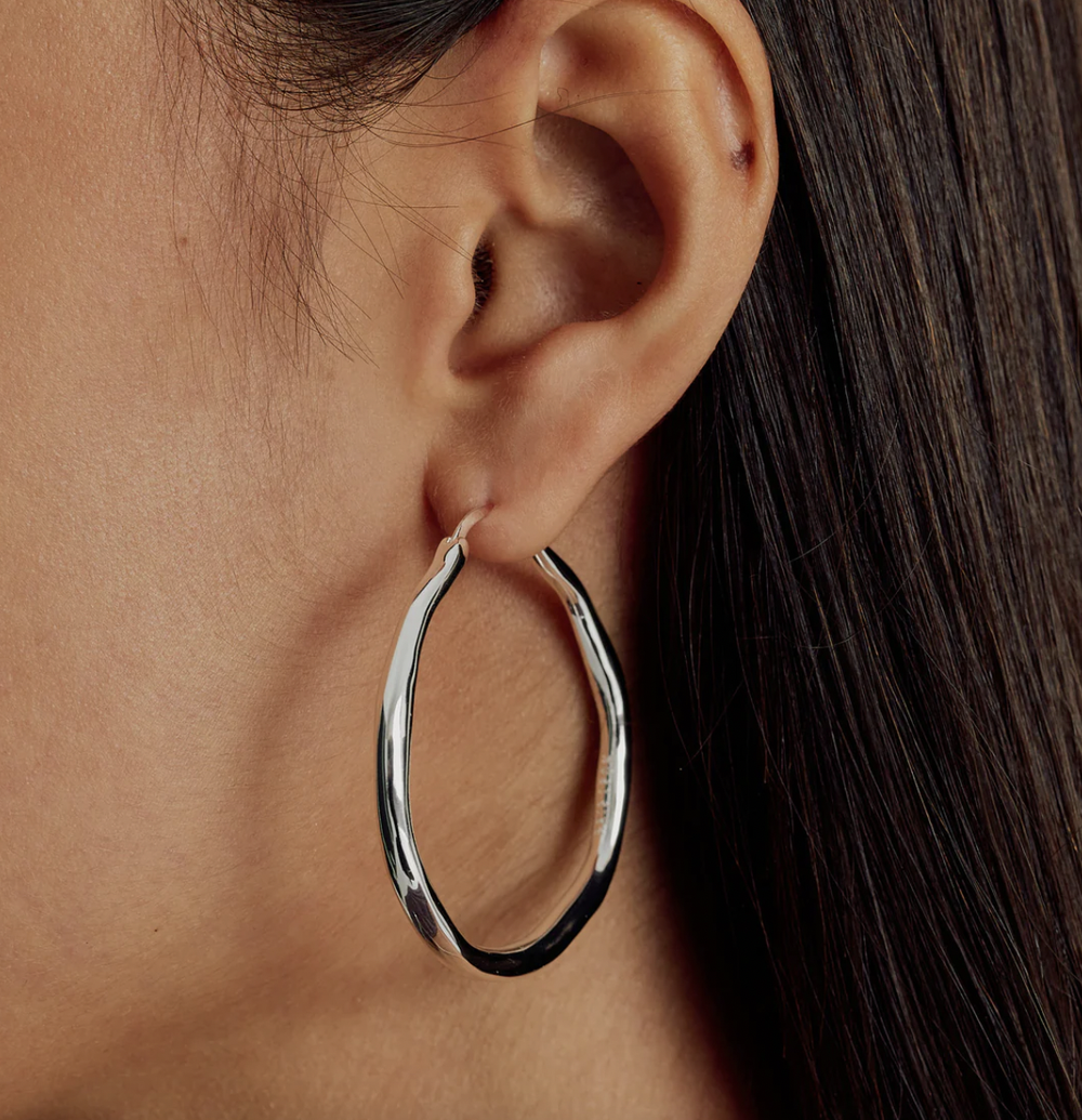 Organica Hoop Earrings Large- Silver