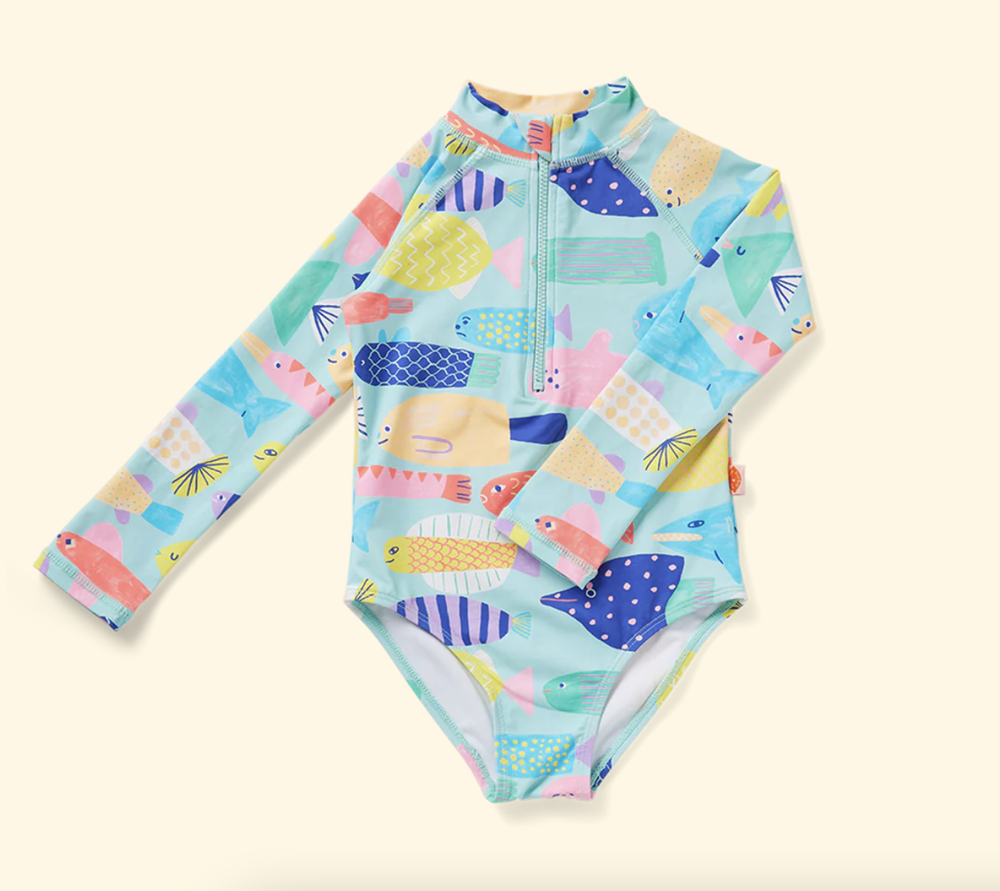 Long Sleeve Zip Bather Rainbow Reef