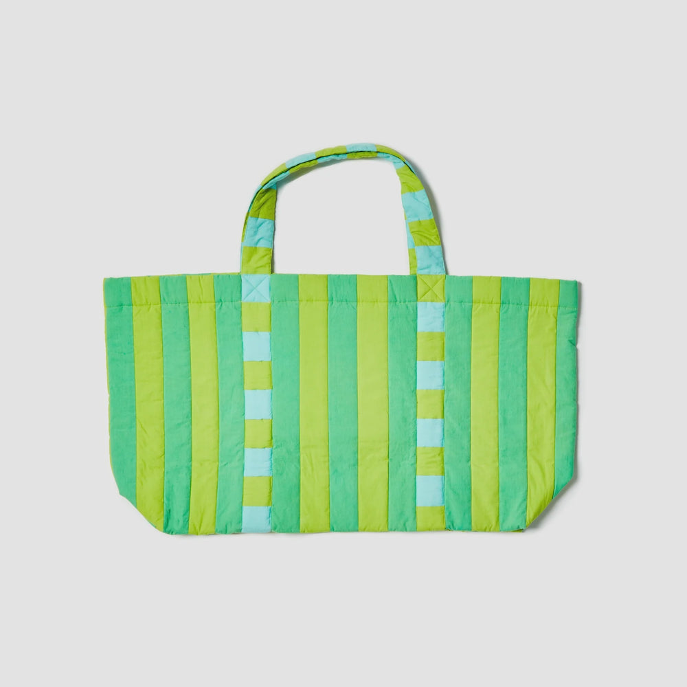 Stripe Green Quilted Tote Bag