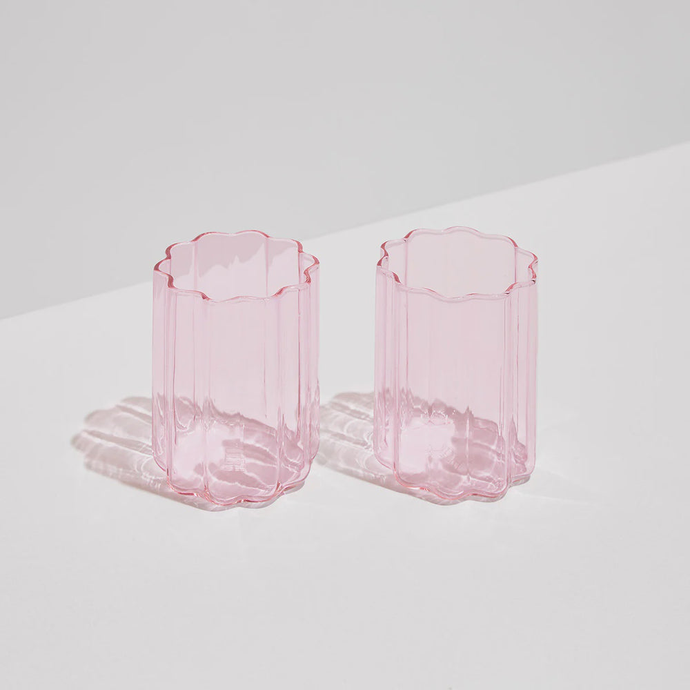 Wave Glass- Pink Set of 2