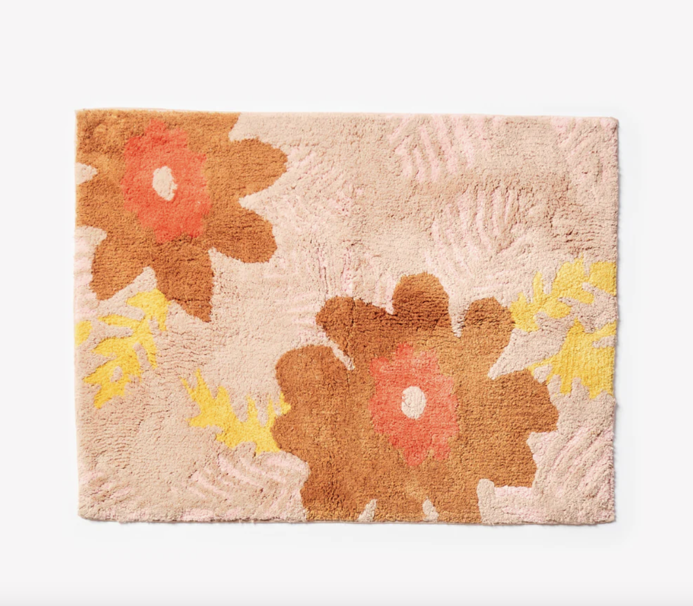 Sunset Floral Pink Bath Mat