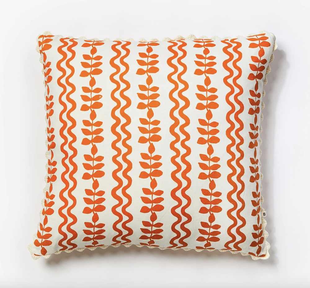 Ferns & Waves Rust 60cm Cushion