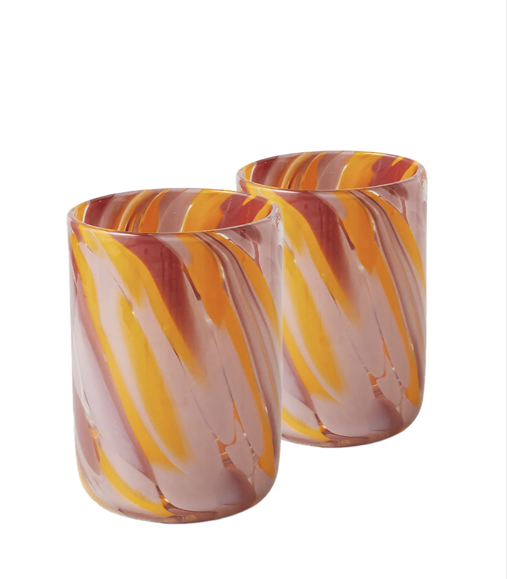 Desert Flower Swirl Large Tumbler Glass 2P Set One Size